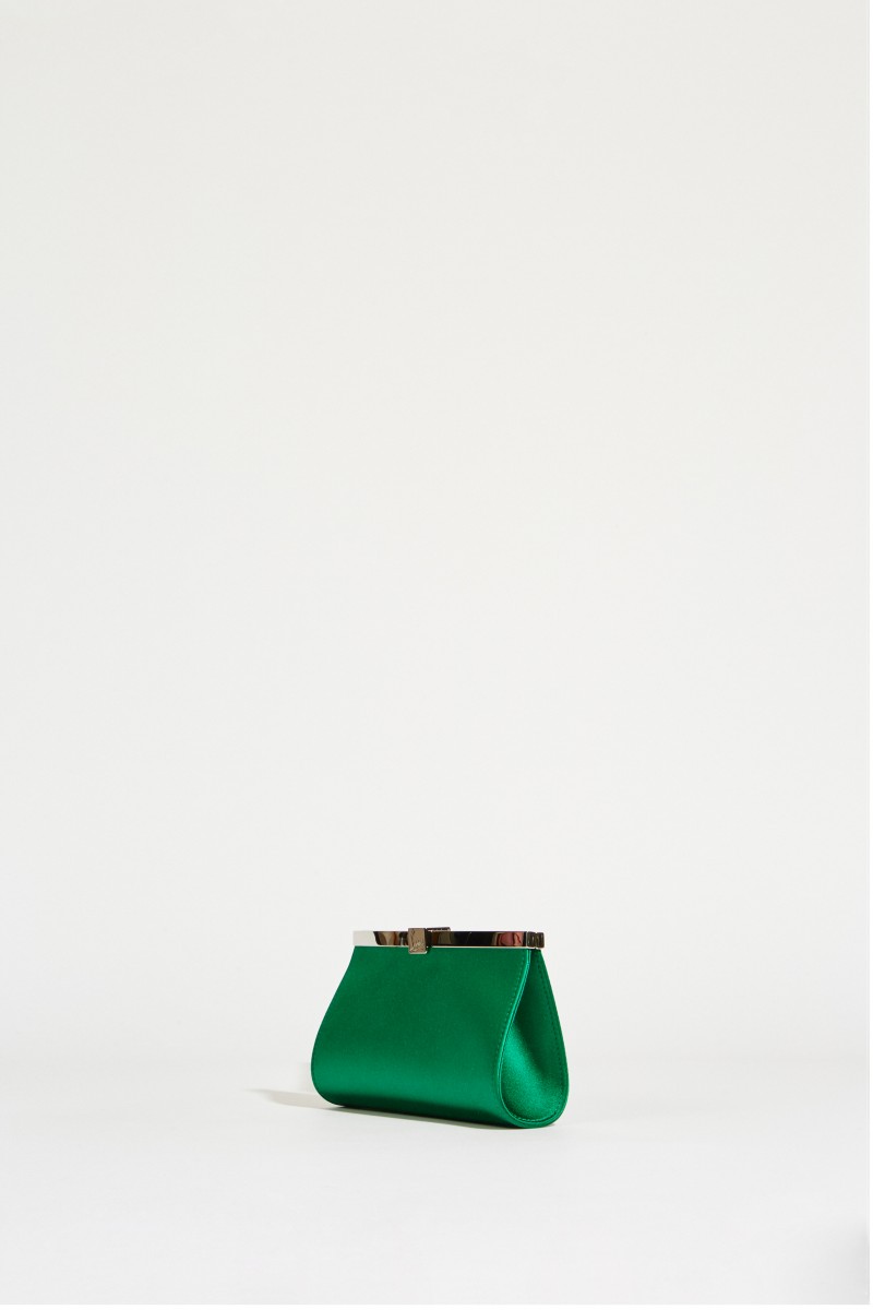 Satin-Clutch 'Palmette' Grün