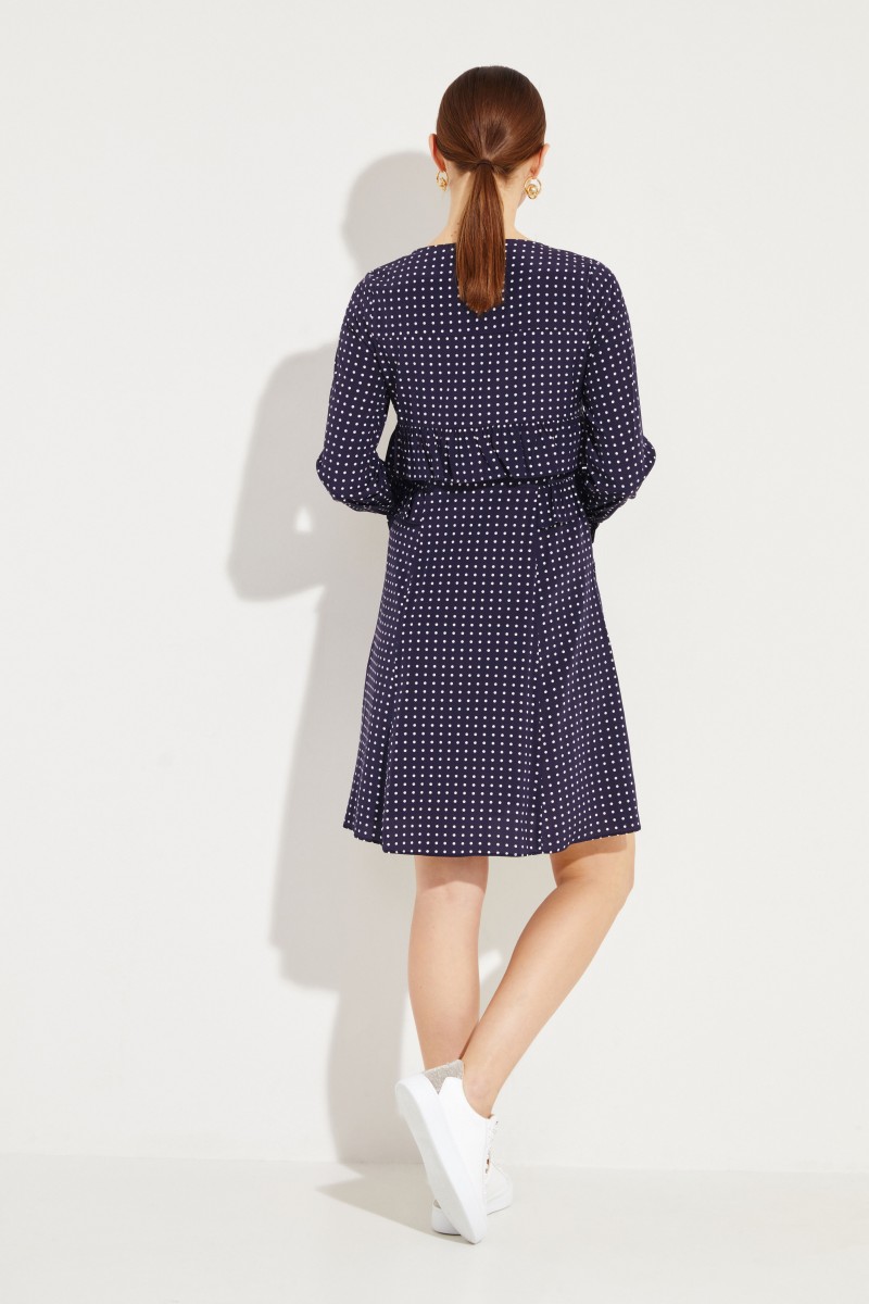 Polka-Dot Seidenkleid Marineblau/Weiß