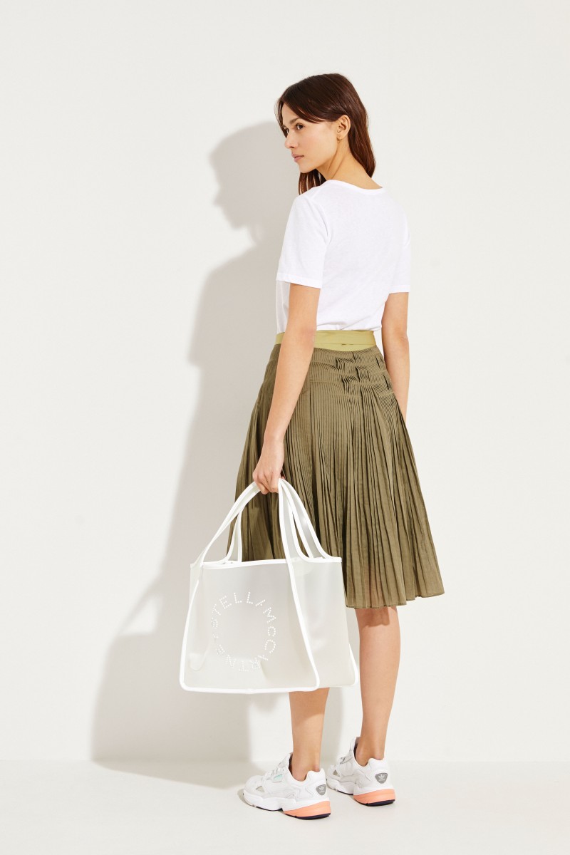 Baumwoll-Faltenrock Khaki