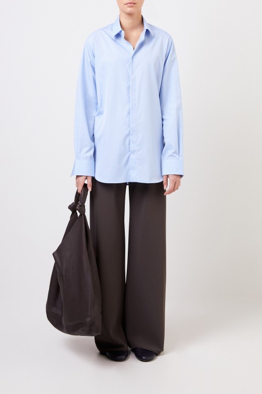 Bottega Veneta Klassische Baumwoll-Bluse Hellblau
