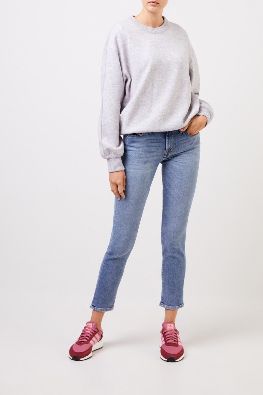 7 for all mankind Midrise-Jeans 'Roxaenne Crop' Hellblau