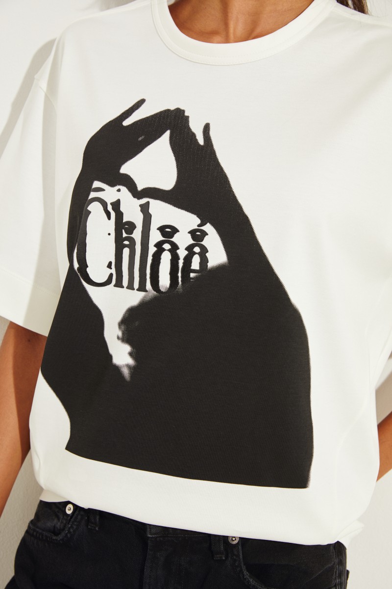T-Shirt mit Print Crème