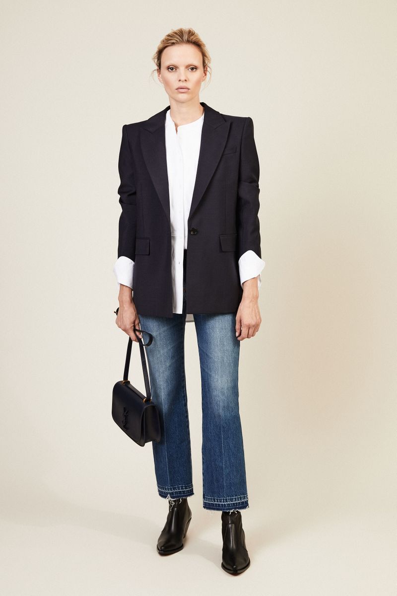 Mohair-Woll-Blazer in Blau