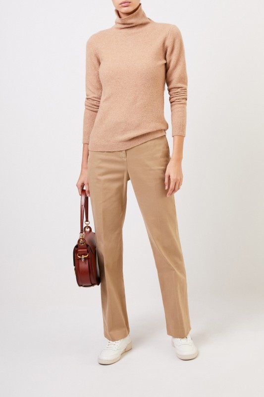 Allude Cashmere-Pullover mit Turtleneck Camel