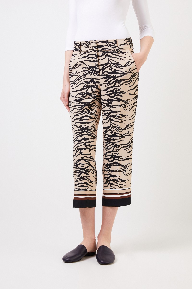 Cambio Hose 'Claire' mit Tiger-Print Beige/Multi
