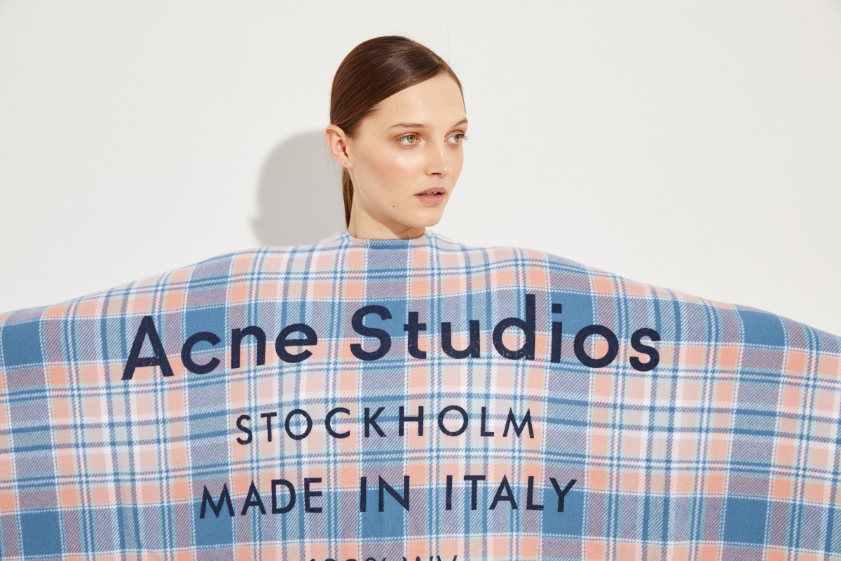 Karierter Woll-Poncho 'Cassiar' Rosé/Blau