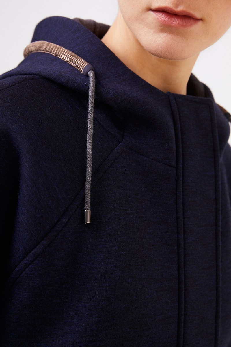 Brunello Cucinelli Woll-Parka mit Kapuze Marineblau