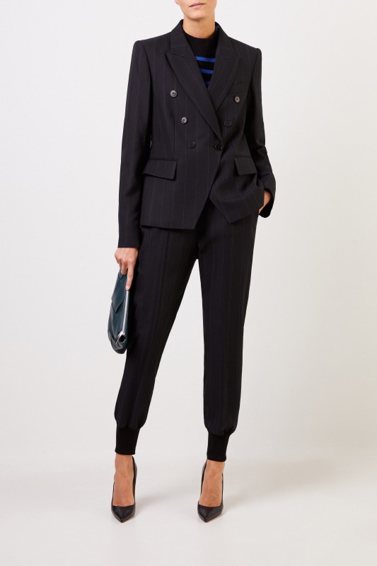 Stella McCartney Woll-Blazer mit Streifendetail Schwarz