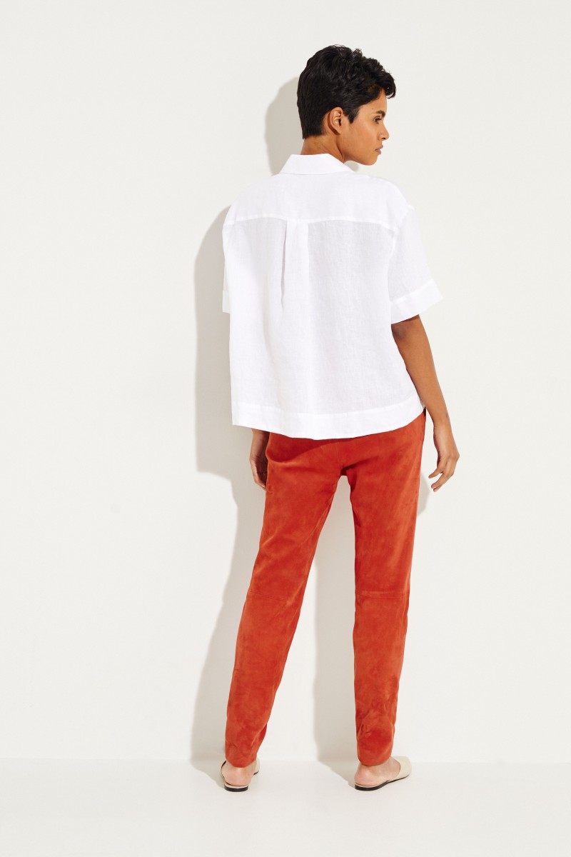 Cropped Leinenbluse 'Noral' Weiß