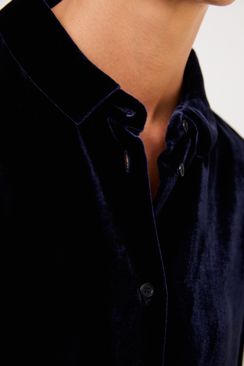 Aspesi Samt-Bluse Marineblau