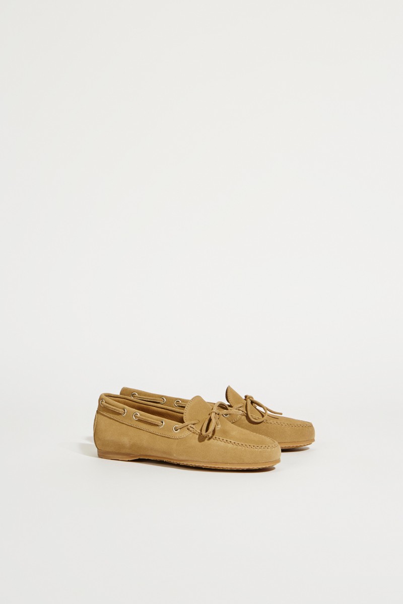 Veloursleder-Schuh Beige