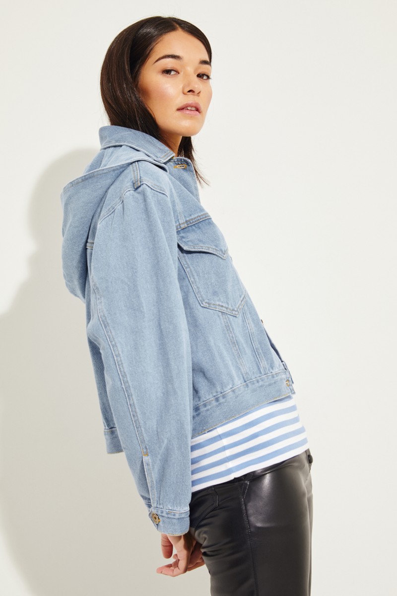Jeansjacke 'Mijave' mit Kapuze Blau