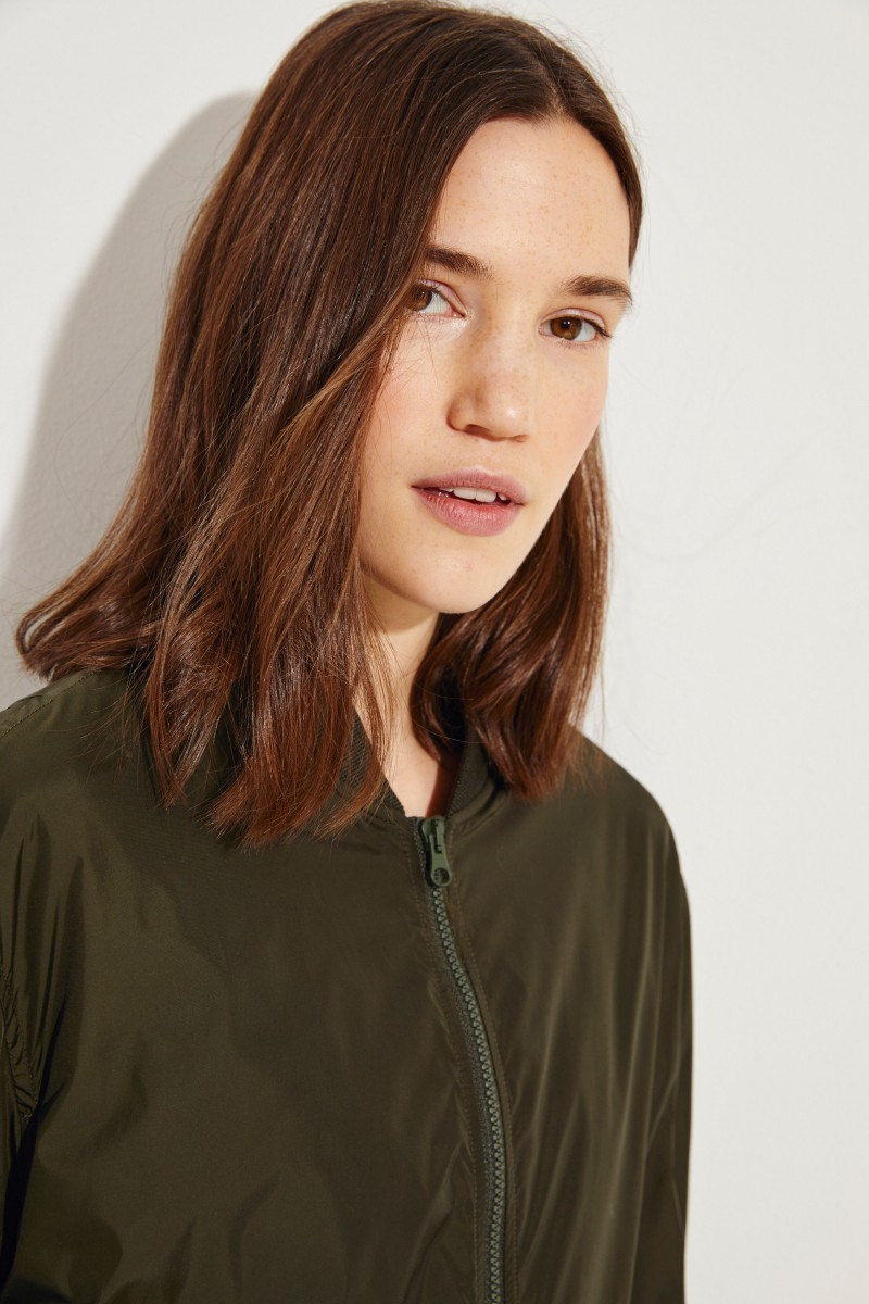 Bomber-Parka mit Bindeelement Oliv