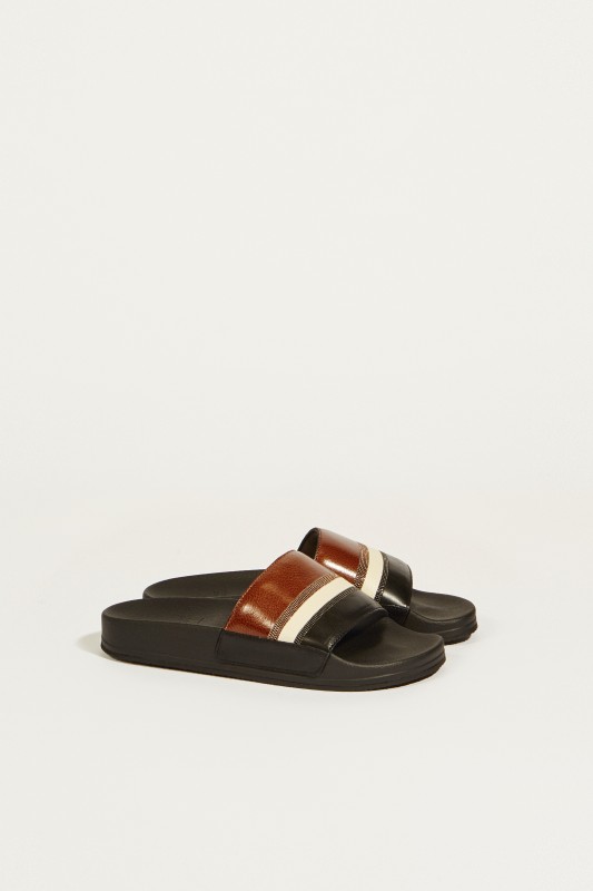 Sandale mit Lederdetails Braun/Multi