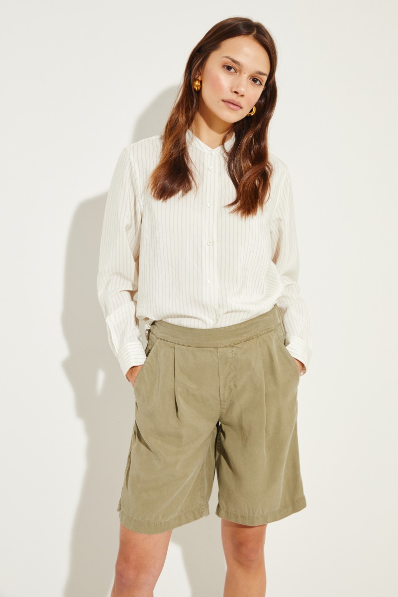 Gestreifte Bluse Grau/Weiß