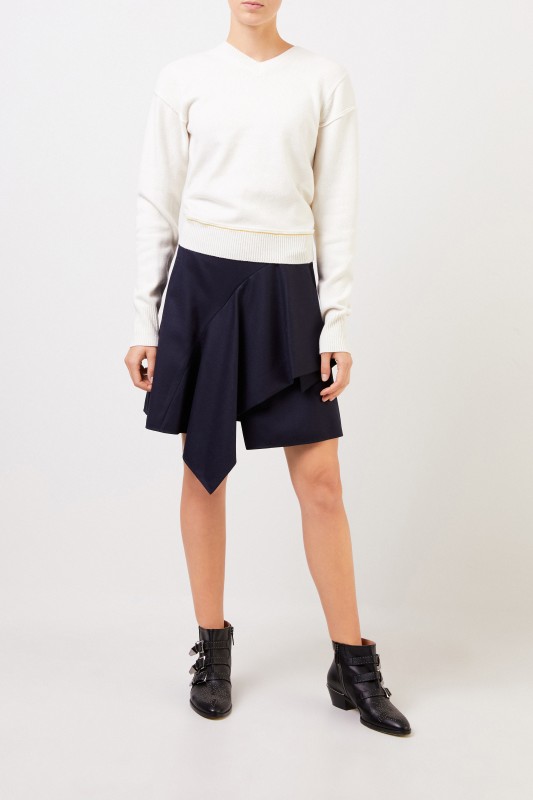 Chloé Woll-Cashmere-Pullover mit V-Neck Soft White