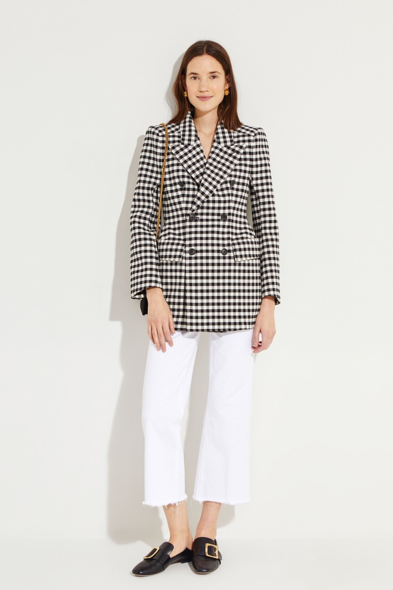 Karierter Wollblazer Schwarz