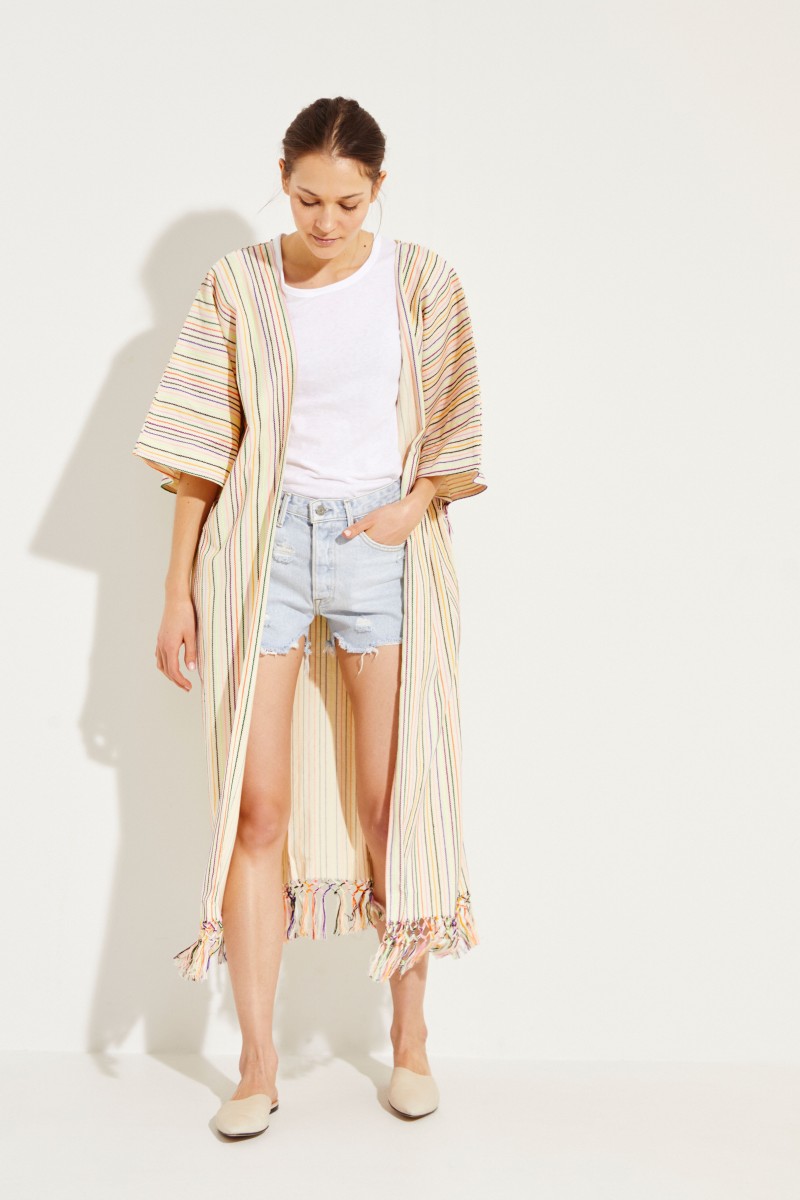 Kaftan mit Streifenmuster Crème/Multi
