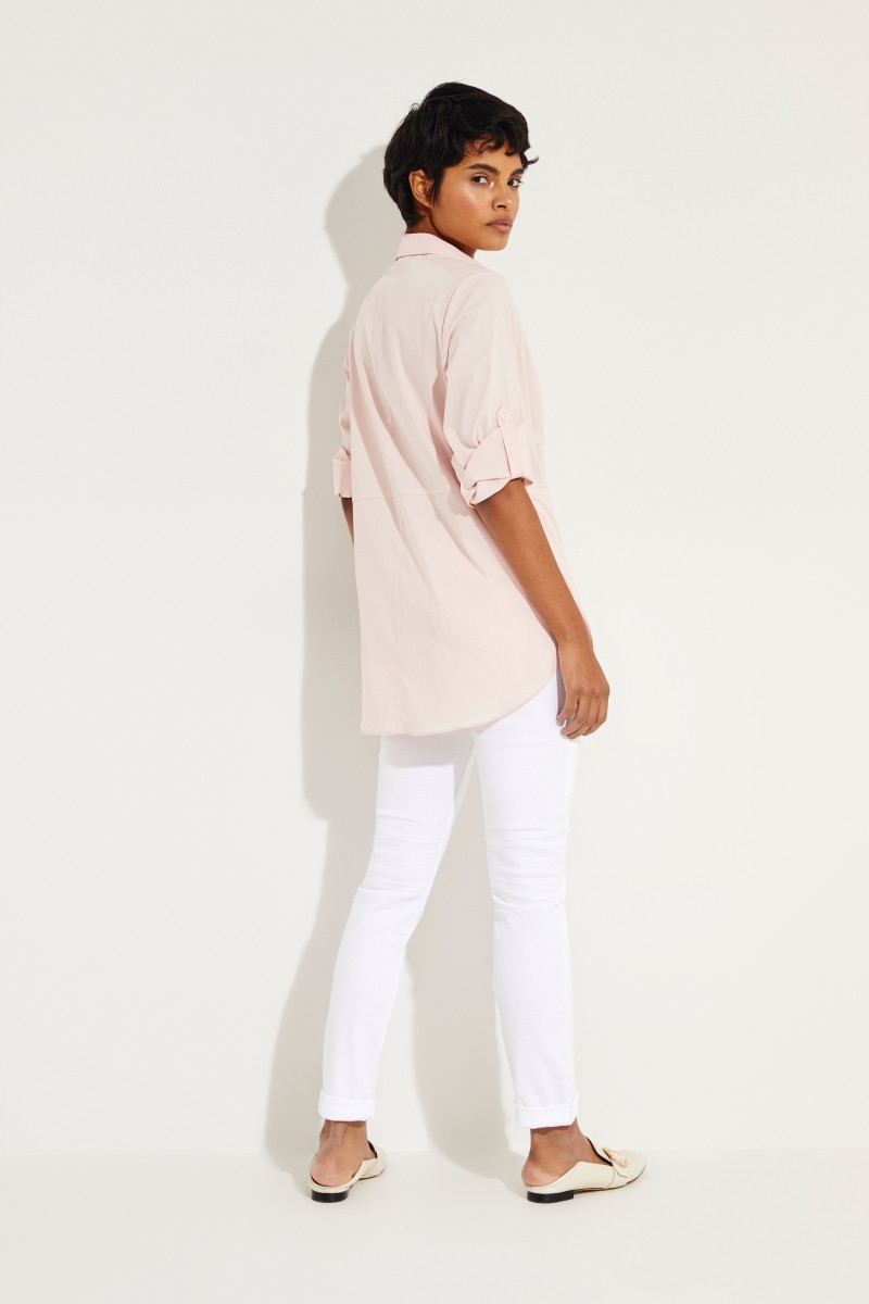 Bluse mit Ziernähten Rosé