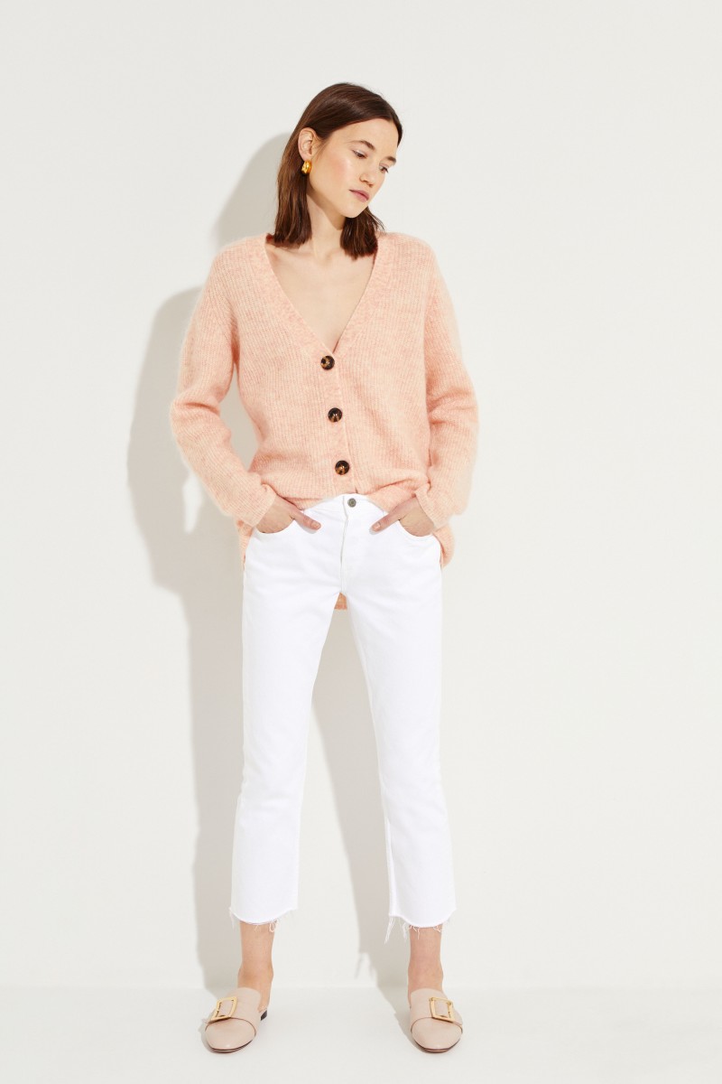 Mohair-Woll-Cardigan Rosé