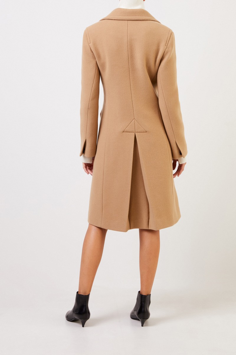 Chloé Zweireihiger Woll-Mantel Chestnut Cream