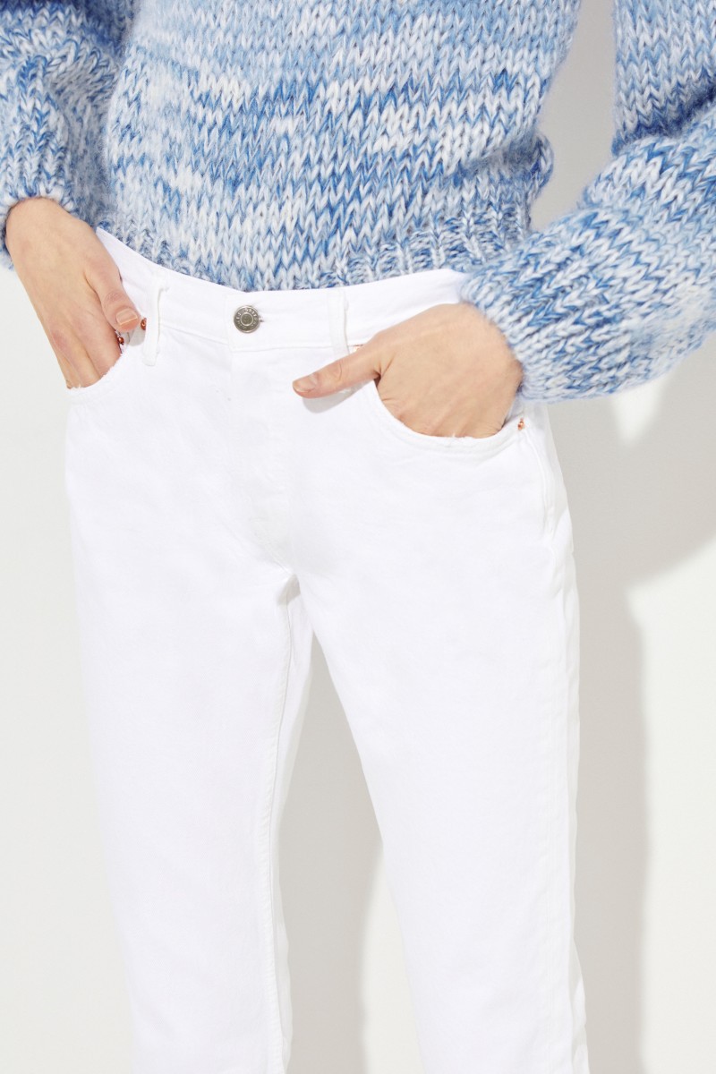 Cropped Jeans 'Helena' mit ausgefranstem Saum Blau