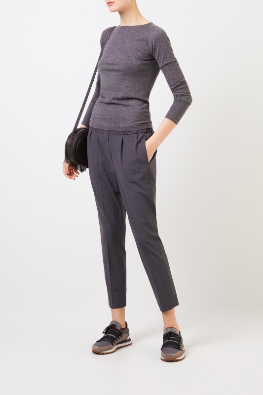 Brunello Cucinelli Cashmere-Pullover mit Lurexdetails Grau