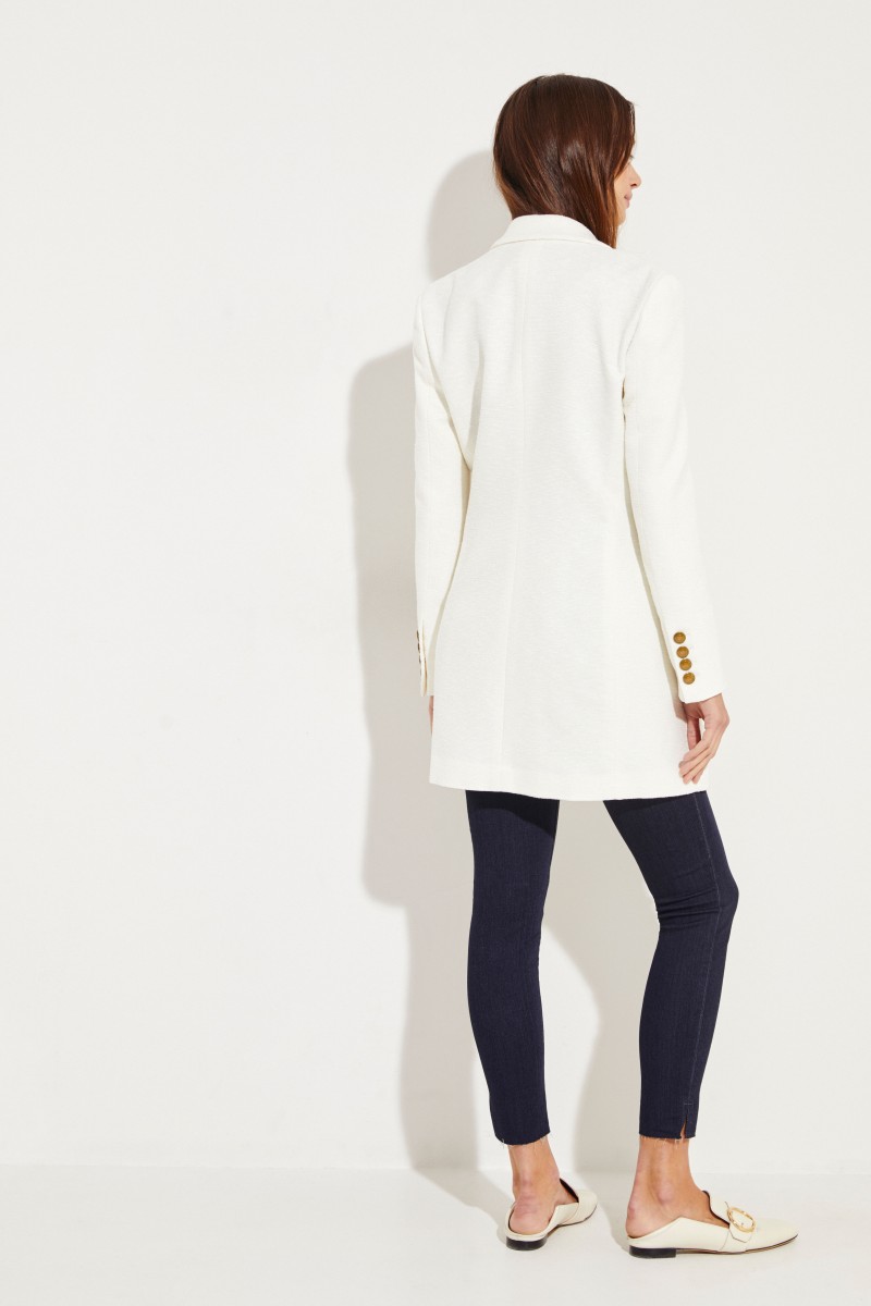 Langer Baumwoll-Seiden-Blazer 'Heather Sunshine' Crème