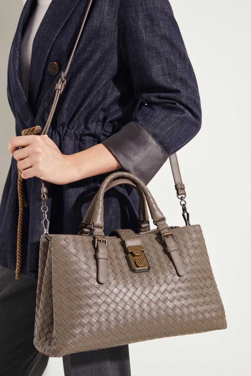 Geflochtene Tasche 'Roma Medium' Taupe