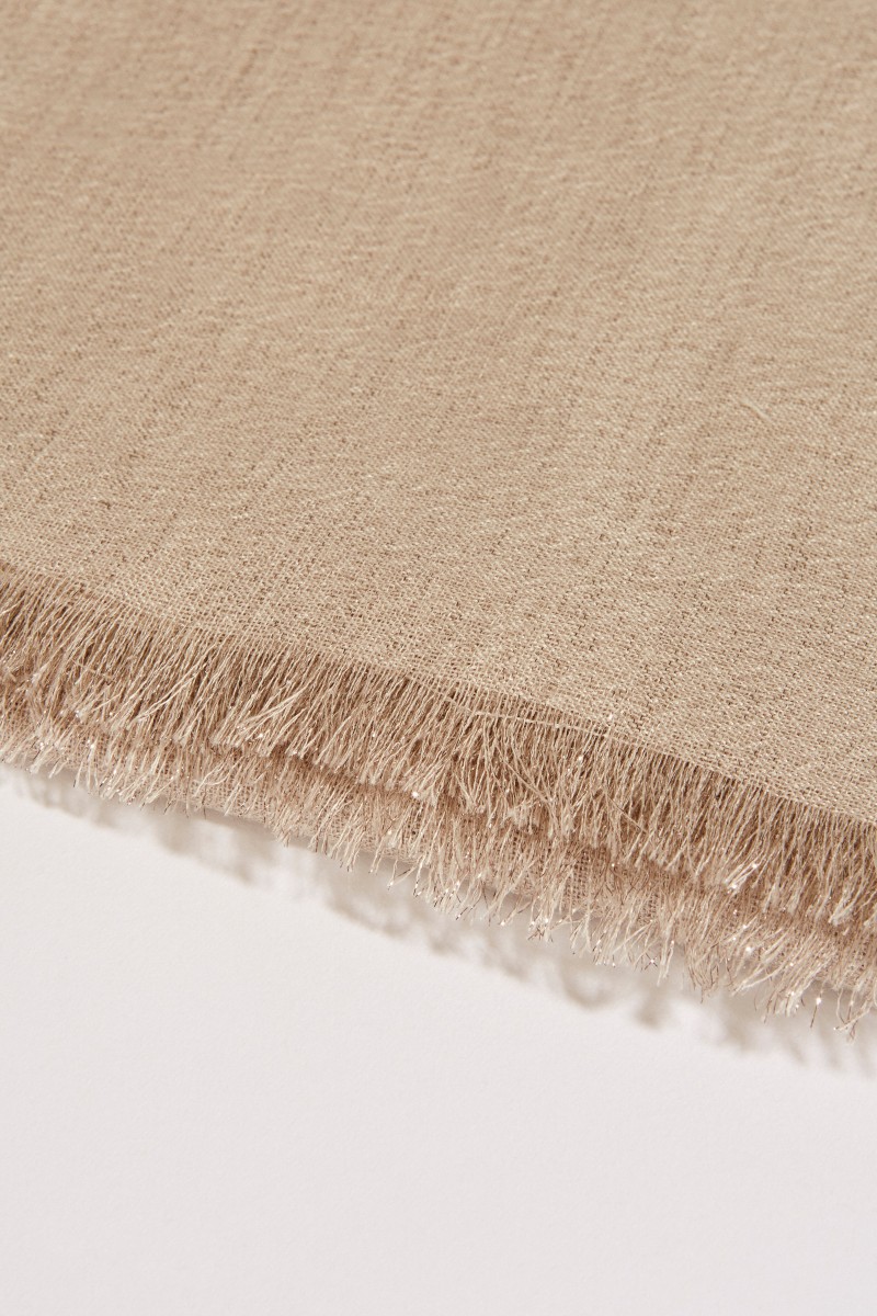 Cashmere-Seiden-Schal mit Lurexfäden Beige