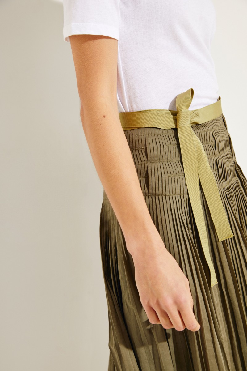 Baumwoll-Faltenrock Khaki