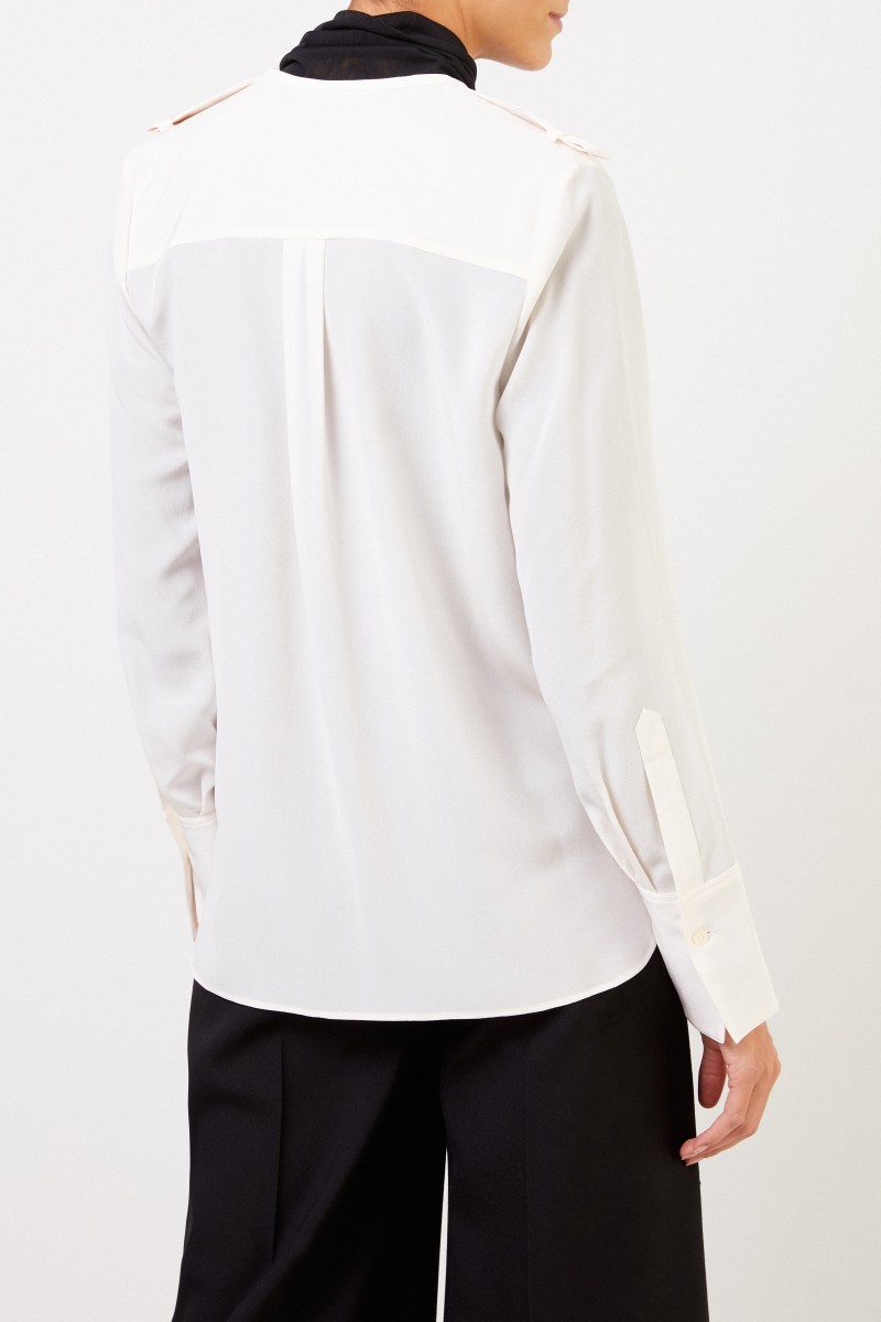 Stella McCartney Seidenbluse mit Applikationen Weiß
