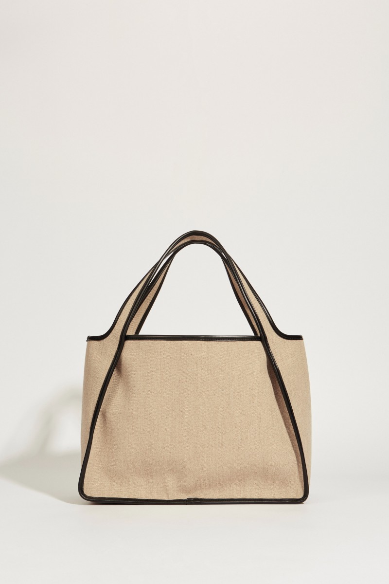 Shopper 'Tote' mit Logo Beige/Schwarz