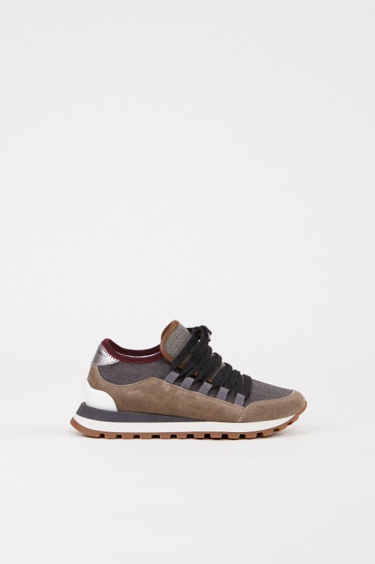 Veloursleder Sneaker mit Perlenverzierung TaupeMulti Veloursleder Sneaker mit Perlenverzierung TaupeMulti