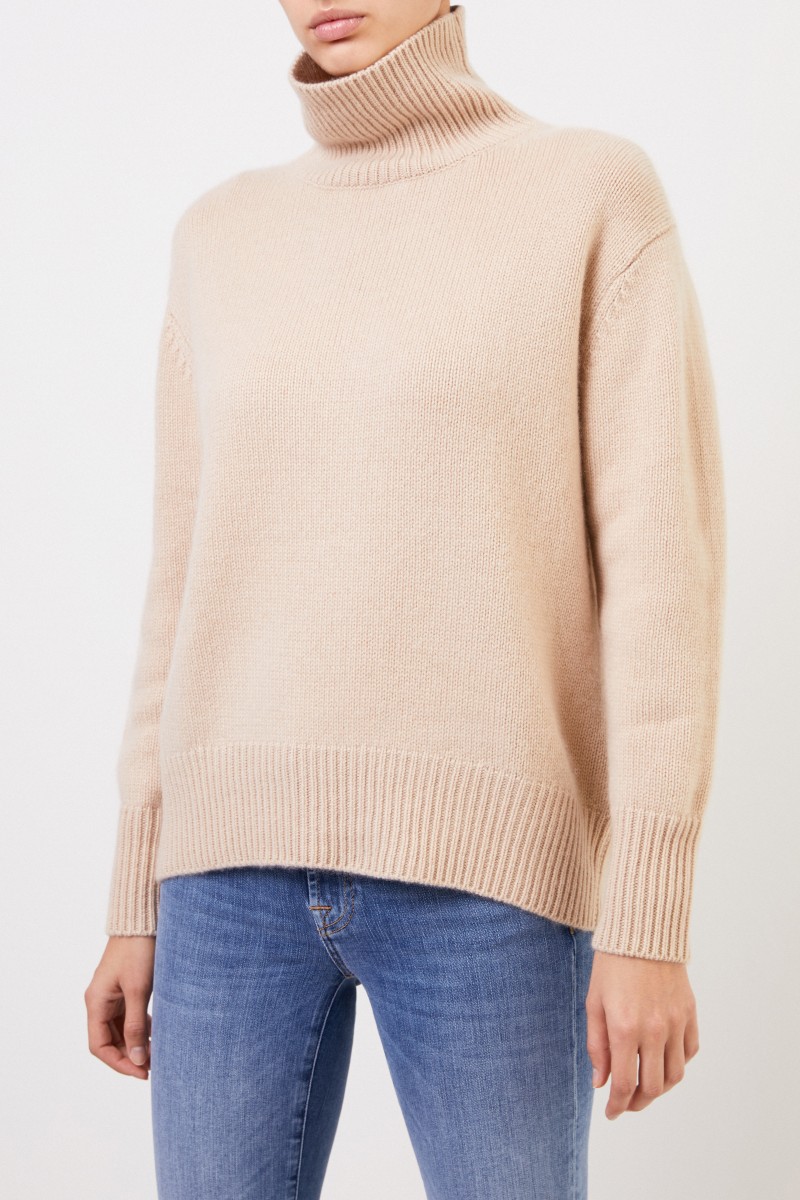 Cashmere-Pullover mit Turtleneck Beige