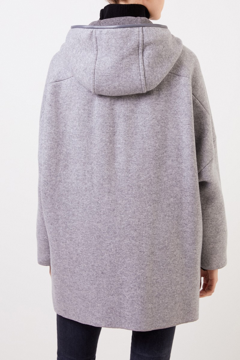 Cashmere-Mantel mit Kapuze Grau