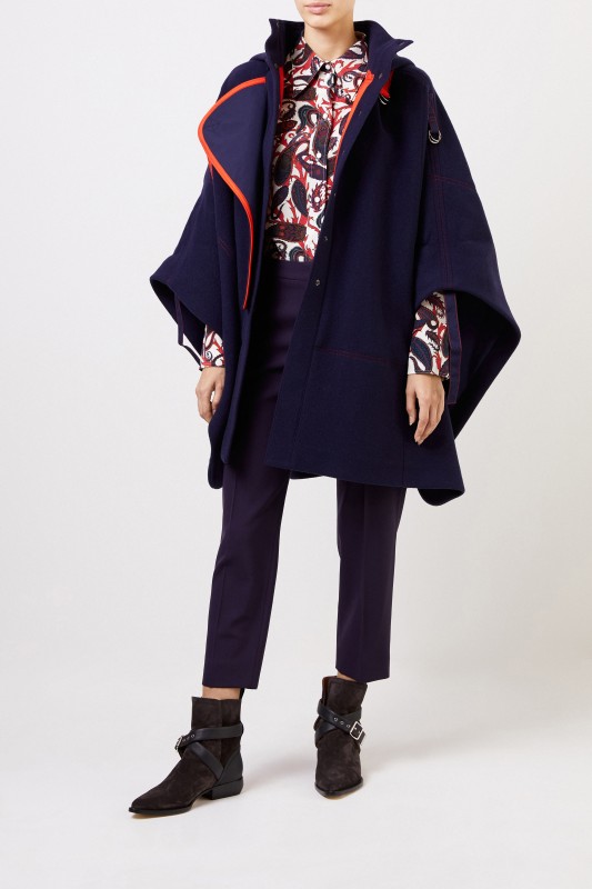 Chloé Woll-Cape mit Kapuze Evening Blue