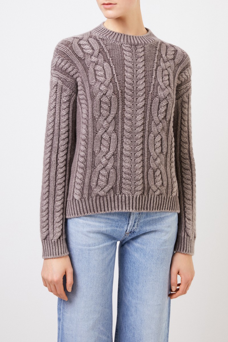 Cashmere-Pullover 'Fadila' mit Strickmuster Braun
