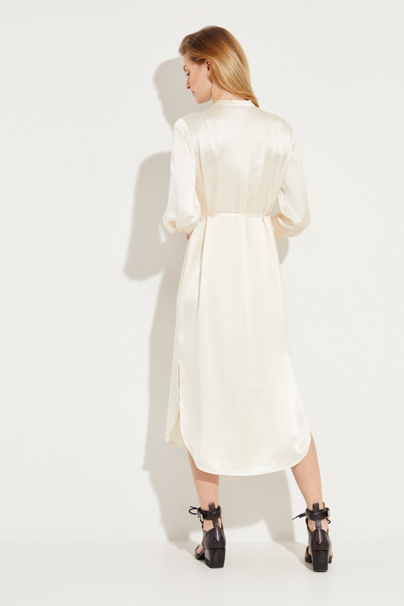 Zweiteiliges Seidenkleid Crème