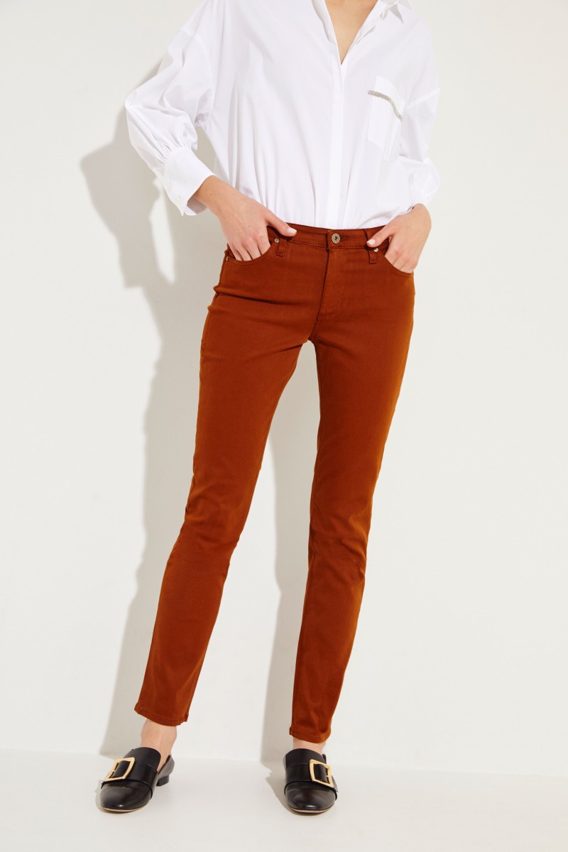 Cigarette Leg Jeans 'The Prima' Cognac