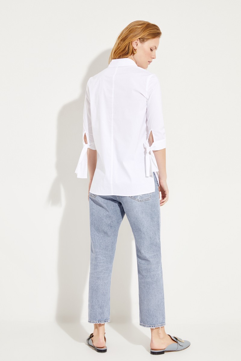Bluse mit Bindedetails Weiß
