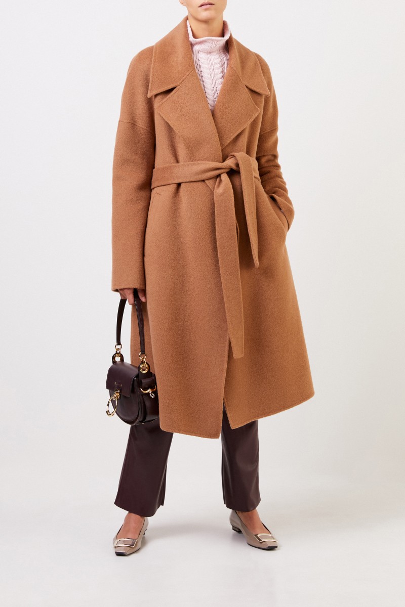 Woll-Alpaca-Mantel 'Benita' mit Gürtel Camel