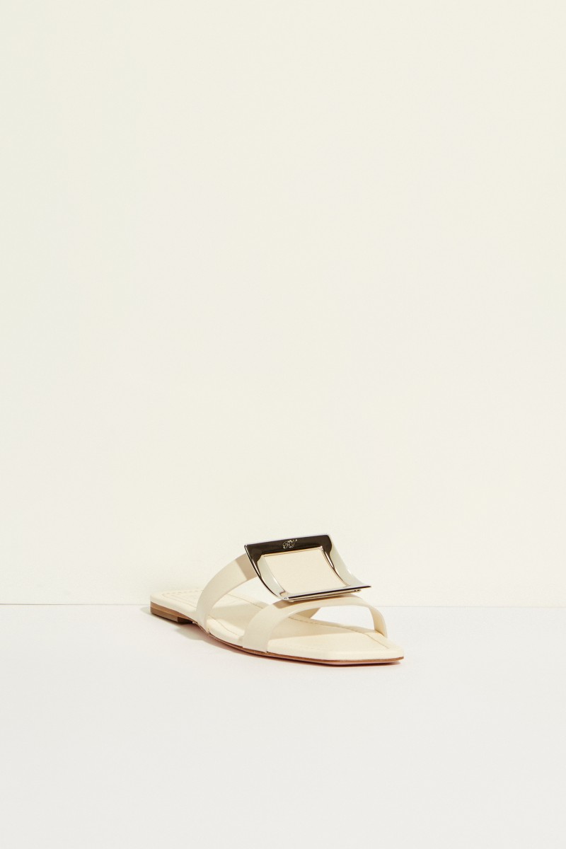 Leder-Mules 'Bikiviv' mit Schnalle Weiß