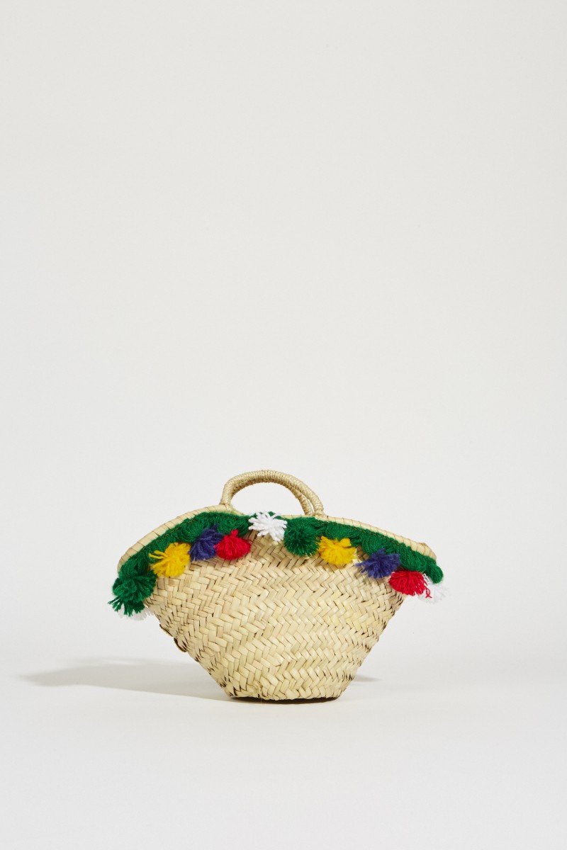 Mini-Korb-Tasche mit Pompoms Multi