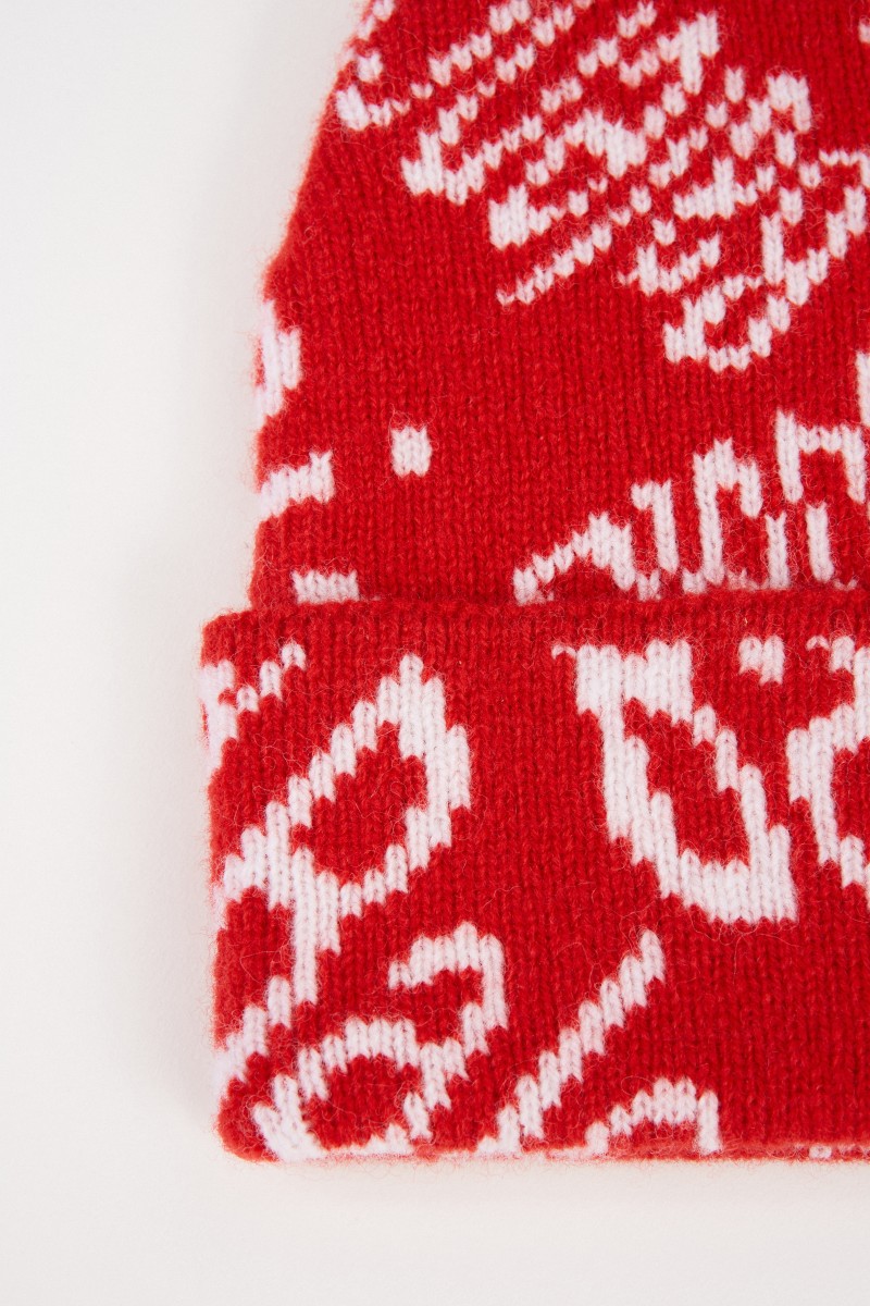Balenciaga Wollmütze mit Logo-Details Weiß/Rot