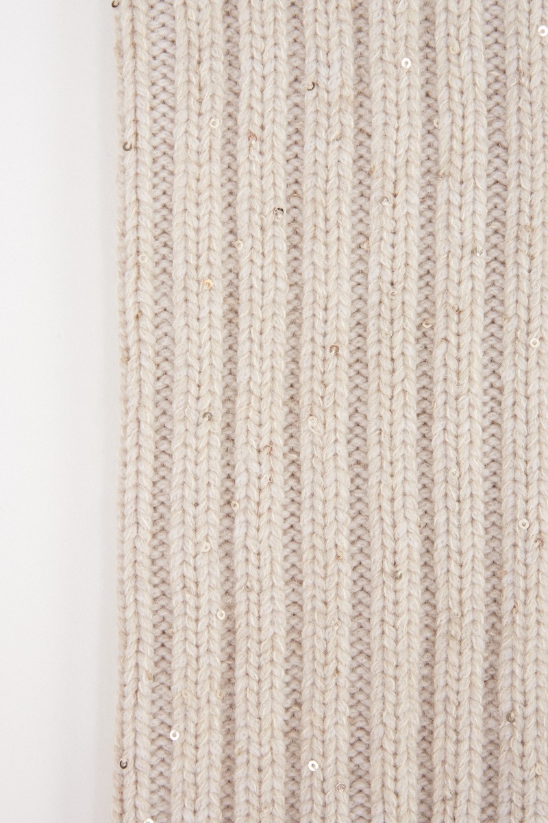 Cashmere-Woll-Schlauchschal mit Paillettenverzierung Beige