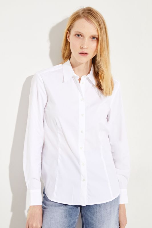 Klassische Bluse mit Ziernähten Weiß