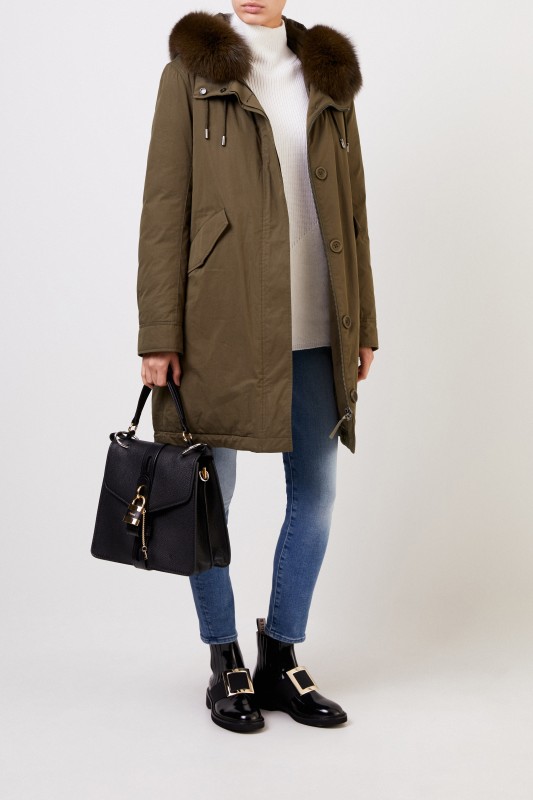 Army by Yves Salomon Parka mit Pelzkragen Olivgrün