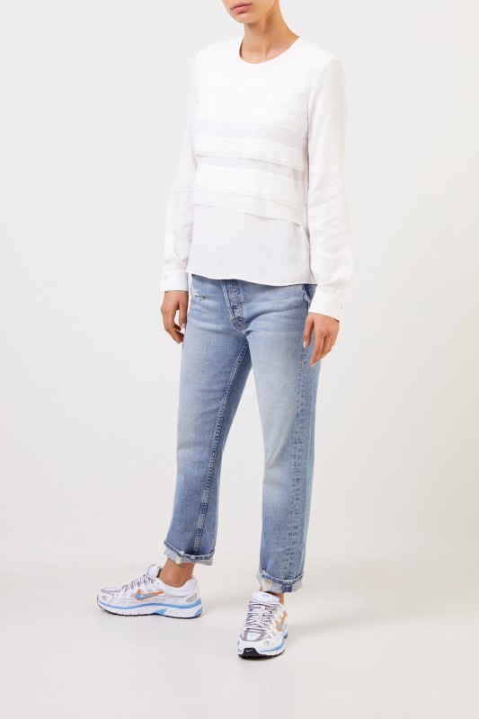 Louis and Mia Seidenbluse mit Detail Créme