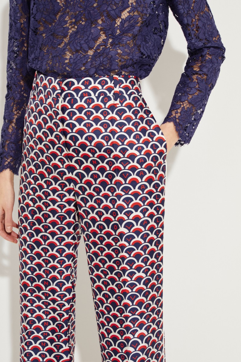 Gemusterte Seiden-Hose Multi